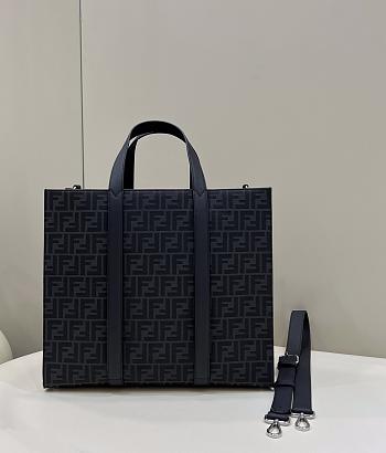 Fendi FF Motif Jacquard Tote Bag Black 42x18x36.5cm