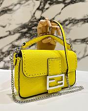 Fendi Baguette Mini Acid Yellow Selleria Bag 20x13x5cm - 3