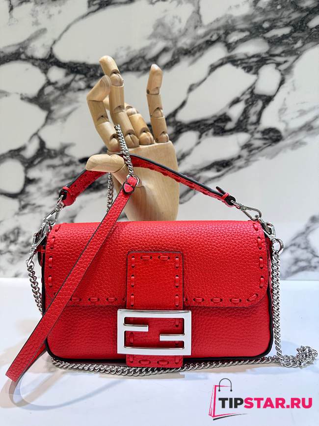 Fendi Baguette Mini Acid Red Selleria Bag 20x13x5cm - 1