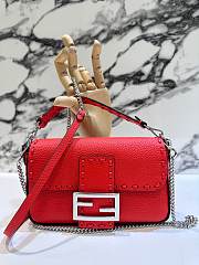 Fendi Baguette Mini Acid Red Selleria Bag 20x13x5cm - 1