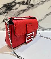 Fendi Baguette Mini Acid Red Selleria Bag 20x13x5cm - 3