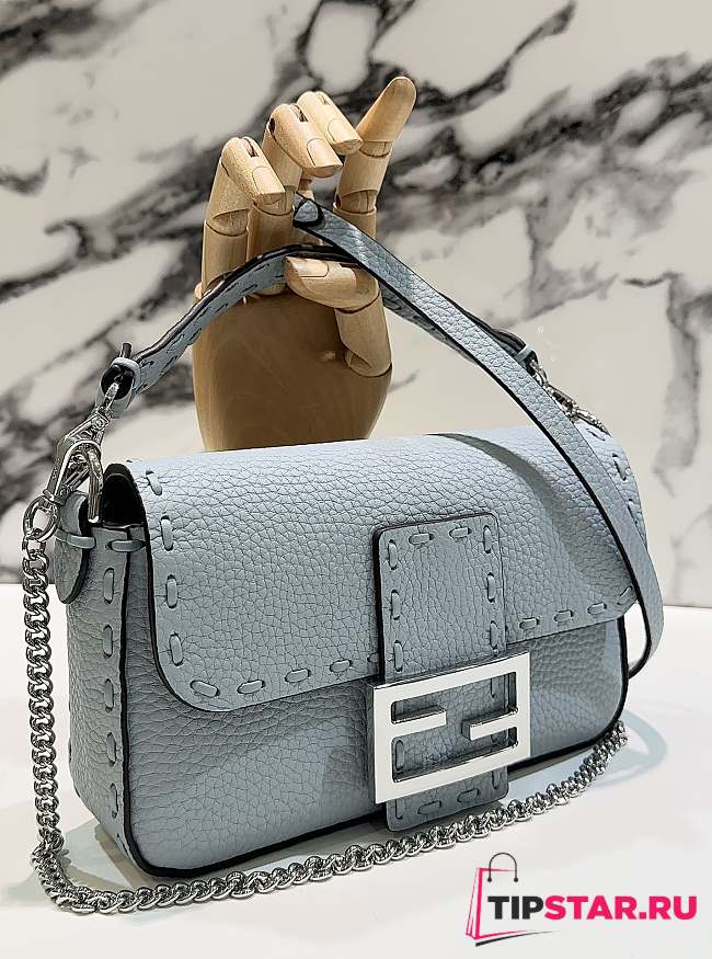 Fendi Baguette Mini Acid Light Blue Selleria Bag 20x13x5cm - 1