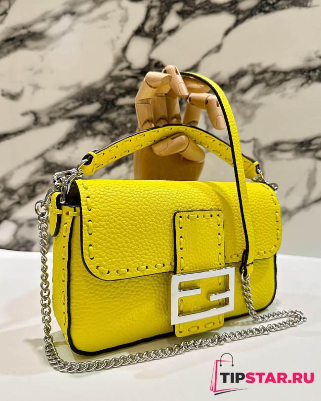 Fendi Baguette Mini Acid Yellow Selleria Bag 20x13x5cm - 1