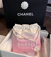 Chanel 22 Mini Handbag Patent Gradient Calfskin Lacquered Metal White Light Pink 20×19×6cm  - 6