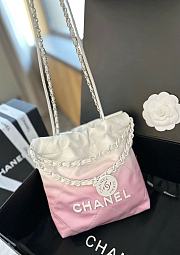 Chanel 22 Mini Handbag Patent Gradient Calfskin Lacquered Metal White Light Pink 20×19×6cm  - 3