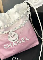 Chanel 22 Mini Handbag Patent Gradient Calfskin Lacquered Metal White Light Pink 20×19×6cm  - 2