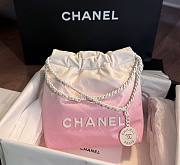 Chanel 22 Mini Handbag Patent Gradient Calfskin Lacquered Metal White Light Pink 20×19×6cm  - 1