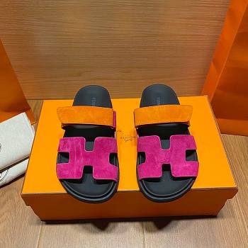 Hermes Chypre Sandal Suede Pink/ Orange