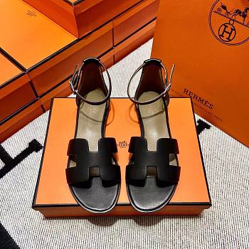 Hermes Santorini Sandal Calfskin Black