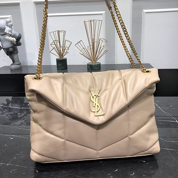 YSL Puffer Medium In Nappa Leather Dark Beige Size 35x23x13.5cm