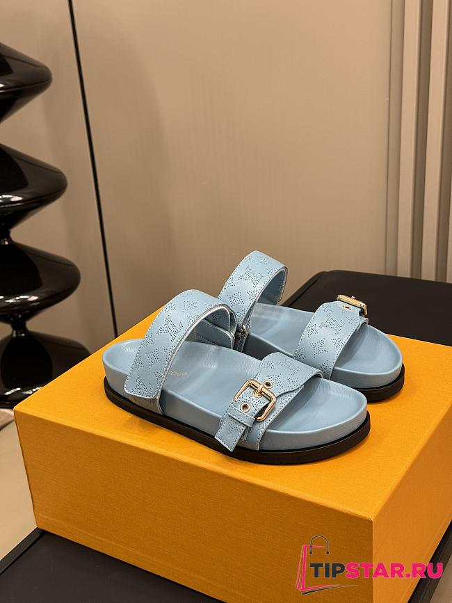 LV Bom Dia Flat Comfort Mule Sandals Light Blue 1ACKJ5 - 1