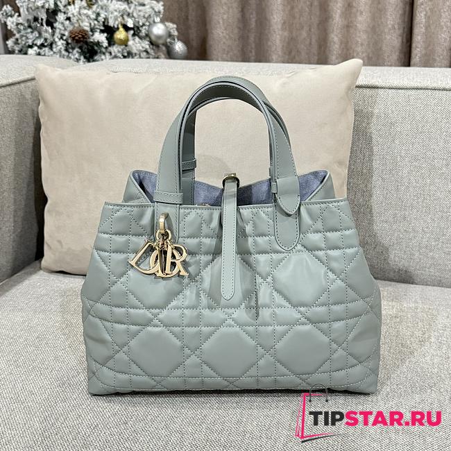 Medium Dior Toujours Bag Stone Gray Macrocannage Calfskin 28.5x21.5x19cm - 1