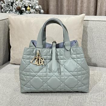 Medium Dior Toujours Bag Stone Gray Macrocannage Calfskin 28.5x21.5x19cm
