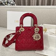 Small Lady Dior Bag Cherry Red Patent Cannage Calfskin 20x17x8cm - 1