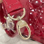 Small Lady Dior Bag Cherry Red Patent Cannage Calfskin 20x17x8cm - 3