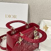 Small Lady Dior Bag Cherry Red Patent Cannage Calfskin 20x17x8cm - 6