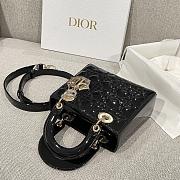 Small Lady Dior Bag Black Patent Cannage Calfskin 20x17x8cm - 4