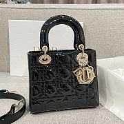 Small Lady Dior Bag Black Patent Cannage Calfskin 20x17x8cm - 3