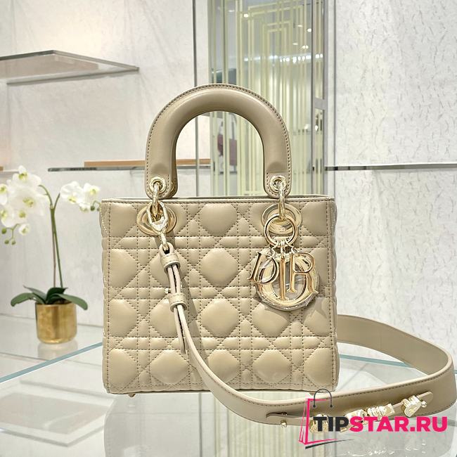 Small Lady Dior My ABCDior Bag Beige Cannage Lambskin 20x17x8cm - 1