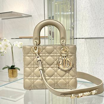 Small Lady Dior My ABCDior Bag Beige Cannage Lambskin 20x17x8cm