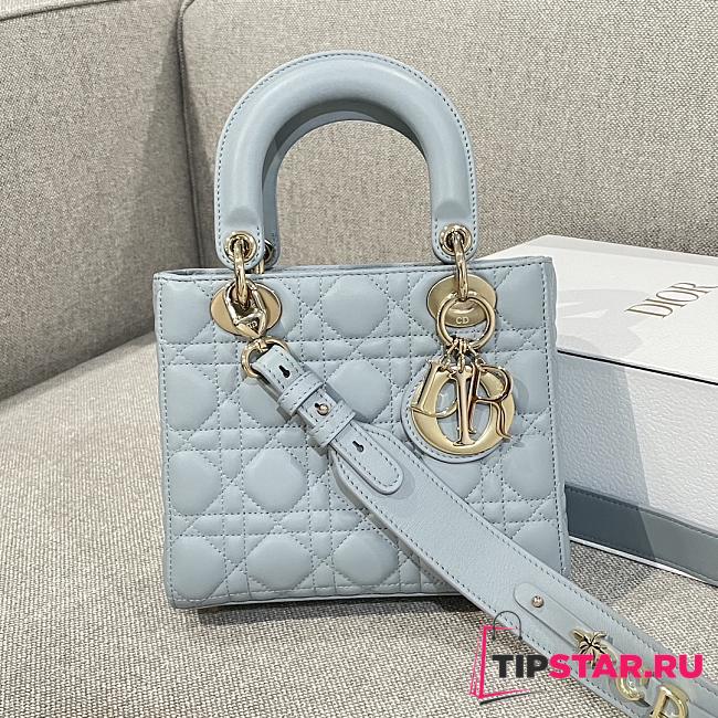 Small Lady Dior My ABCDior Bag Placid Blue Cannage Lambskin 20x17x8cm - 1