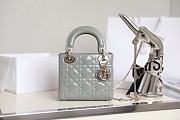 Dior Mini Lady Bag Gray Stone Patent Cannage Calfskin 17x15x7cm - 1