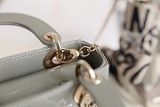 Dior Mini Lady Bag Gray Stone Patent Cannage Calfskin 17x15x7cm - 3