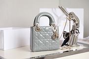 Dior Mini Lady Bag Gray Stone Patent Cannage Calfskin 17x15x7cm - 2