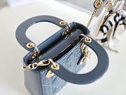 Dior Mini Lady Bag Blue Patent Cannage Calfskin 17x15x7cm - 5