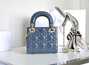 Dior Mini Lady Bag Blue Patent Cannage Calfskin 17x15x7cm - 3