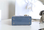 Dior Mini Lady Bag Blue Patent Cannage Calfskin 17x15x7cm - 2