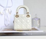 Dior Micro Lady Bag White Patent Cannage Calfskin 12x10x5cm - 3