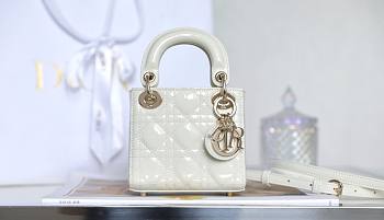 Dior Micro Lady Bag White Patent Cannage Calfskin 12x10x5cm