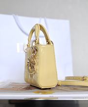 Dior Micro Lady Bag Yellow Patent Cannage Calfskin 12x10x5cm - 5