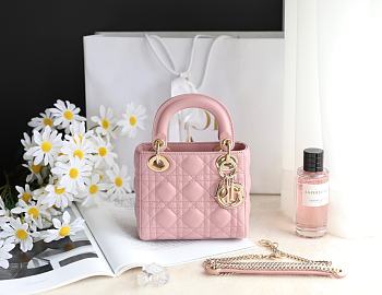 Mini Lady Dior Bag Powder Pink Cannage Lambskin 17x15x7cm