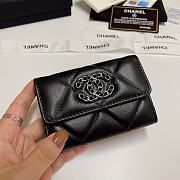 CHANEL 19 Flap Card Holder Black Silver size 11x9 cm - 1