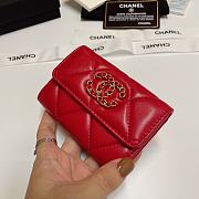 CHANEL 19 Flap Card Holder Red size 11x9 cm - 6