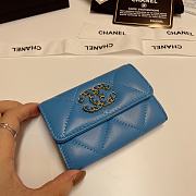 CHANEL 19 Flap Card Holder Blue size 11x9 cm - 2