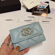 CHANEL 19 Flap Card Holder Light Blue size 11x9 cm - 1