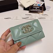 CHANEL 19 Flap Card Holder Mint Green size 11x9 cm - 4