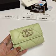 CHANEL 19 Flap Card Holder Pastel Green size 11x9 cm - 1