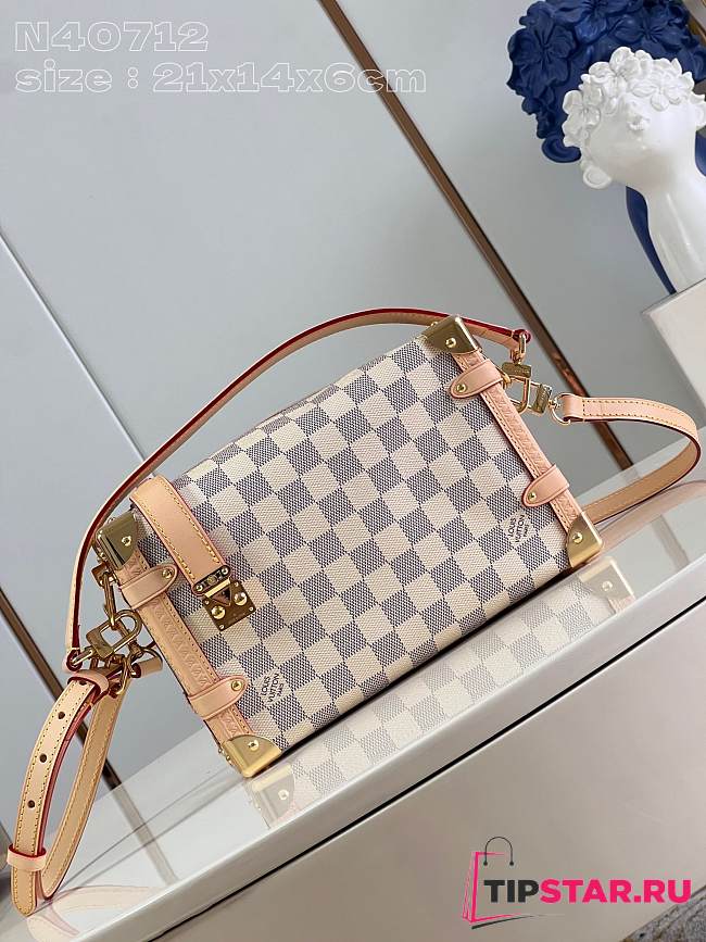 LV Side Trunk MM Damier Vernis Celeste Blue N40712 21x14x6cm - 1