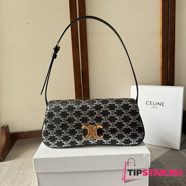 Celine Medium Celine Lola Bag In Triomphe Canvas Two-Tone Black 28x12x5cm - 1