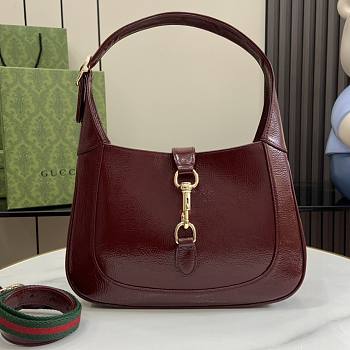 Gucci Jackie Small Shoulder Bag Red Patent 27.5x19x4cm