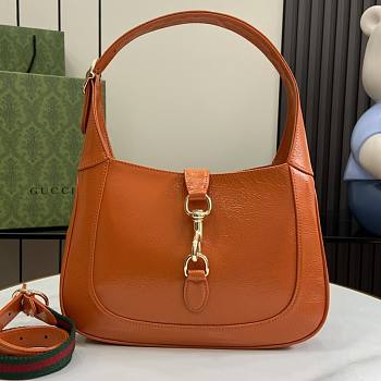 Gucci Jackie Small Shoulder Bag Orange Patent 27.5x19x4cm