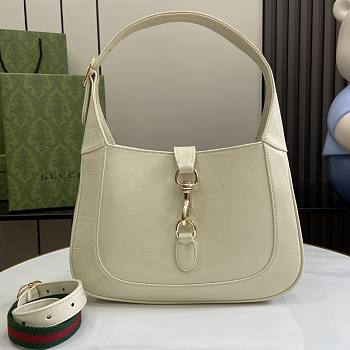 Gucci Jackie Small Shoulder Bag White Patent 27.5x19x4cm