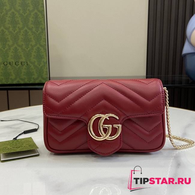 Gucci GG Marmont Supper Mini Bag Red 15.5x10x4.5cm - 1