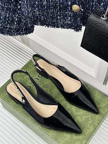 Gucci Signoria Ballet Flat Black Pantent 1.5cm