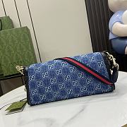 Gucci Luce Small Shoulder Bag Blue GG Denim 27.5x12.5x6.5cm - 3