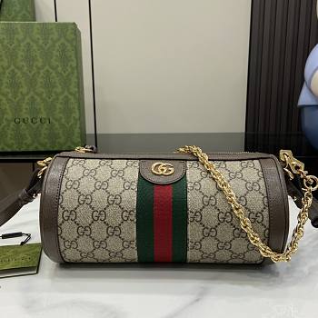Gucci Ophidia Small Shoulder Bag Beige and Ebony GG 24x12x12cm